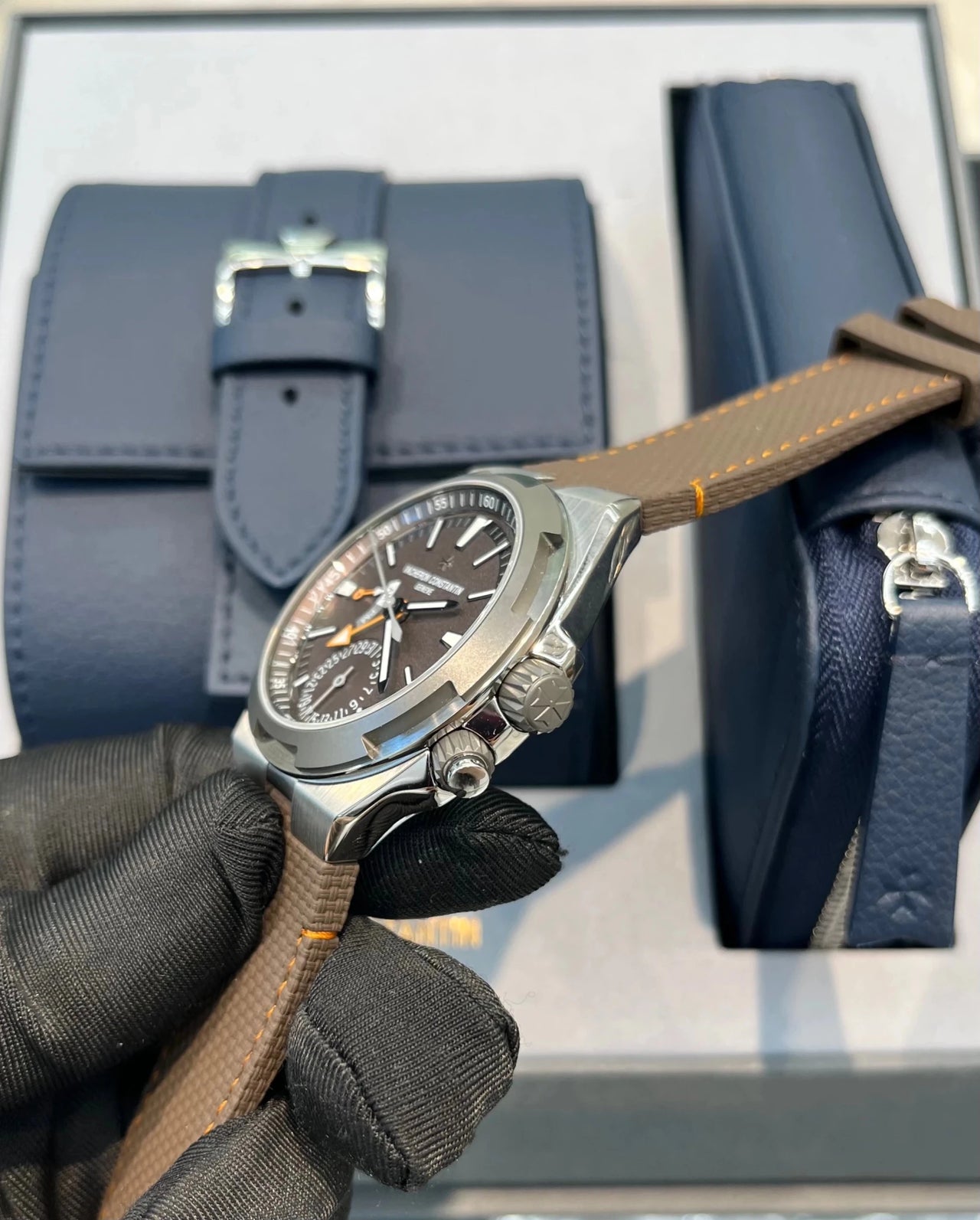 Vacheron Constantin Overseas Dual Time Cardinal Points 41mm Titanium Brown Dial (Ref 7930V/210T - H072) - WatchesOff5thWatch