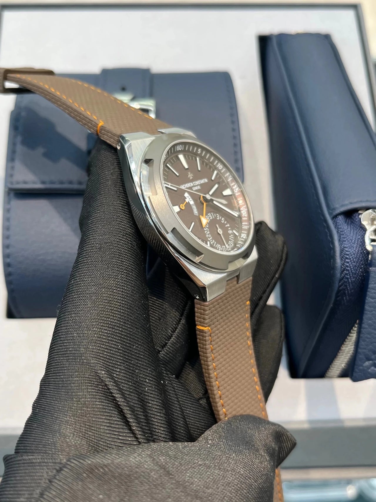 Vacheron Constantin Overseas Dual Time Cardinal Points 41mm Titanium Brown Dial (Ref 7930V/210T - H072) - WatchesOff5thWatch