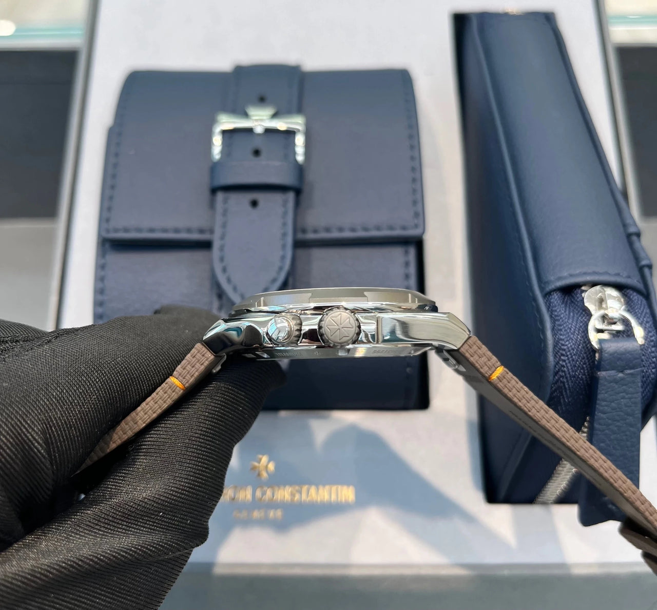 Vacheron Constantin Overseas Dual Time Cardinal Points 41mm Titanium Brown Dial (Ref 7930V/210T - H072) - WatchesOff5thWatch