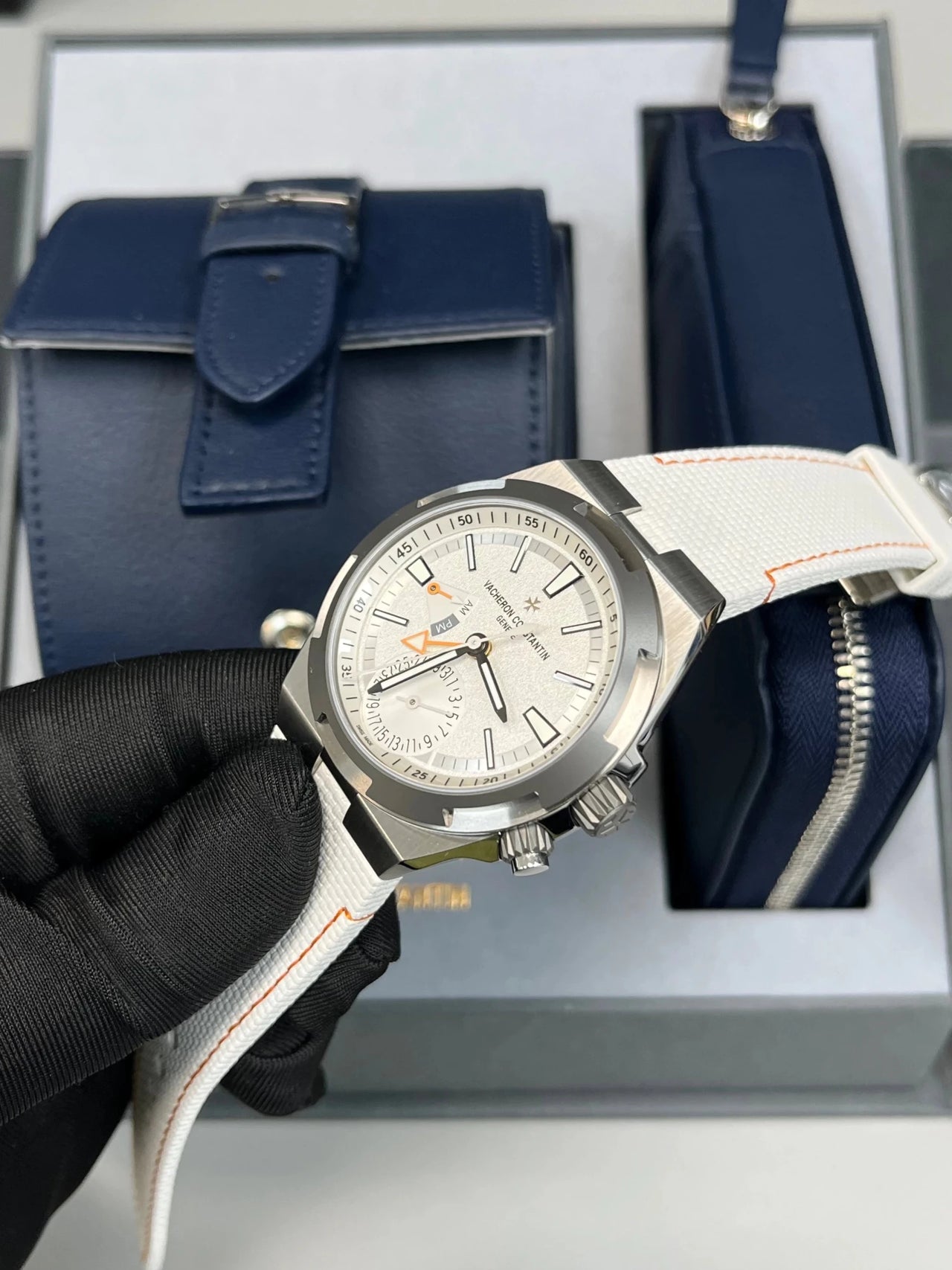 Vacheron Constantin Overseas Dual Time Cardinal Points 41mm Titanium White Dial (Ref 7930V/210T - H073) - WatchesOff5thWatch