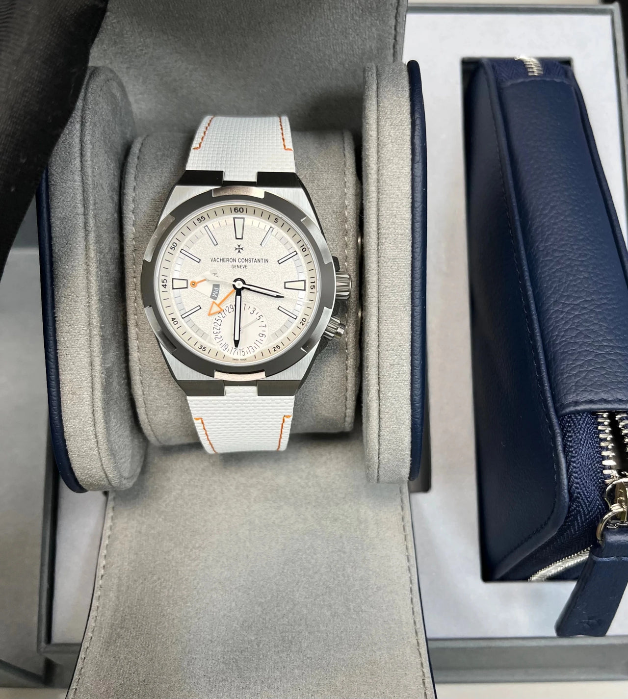 Vacheron Constantin Overseas Dual Time Cardinal Points 41mm Titanium White Dial (Ref 7930V/210T - H073) - WatchesOff5thWatch