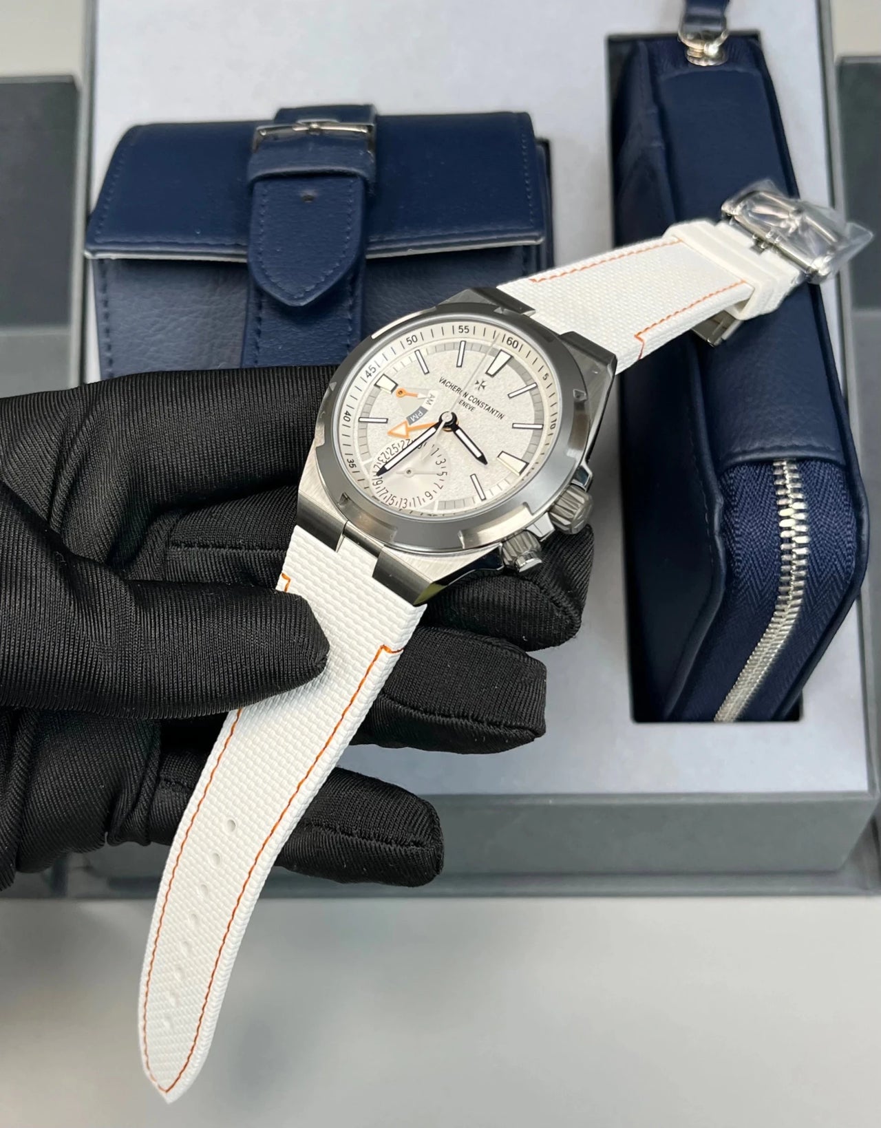 Vacheron Constantin Overseas Dual Time Cardinal Points 41mm Titanium White Dial (Ref 7930V/210T - H073) - WatchesOff5thWatch