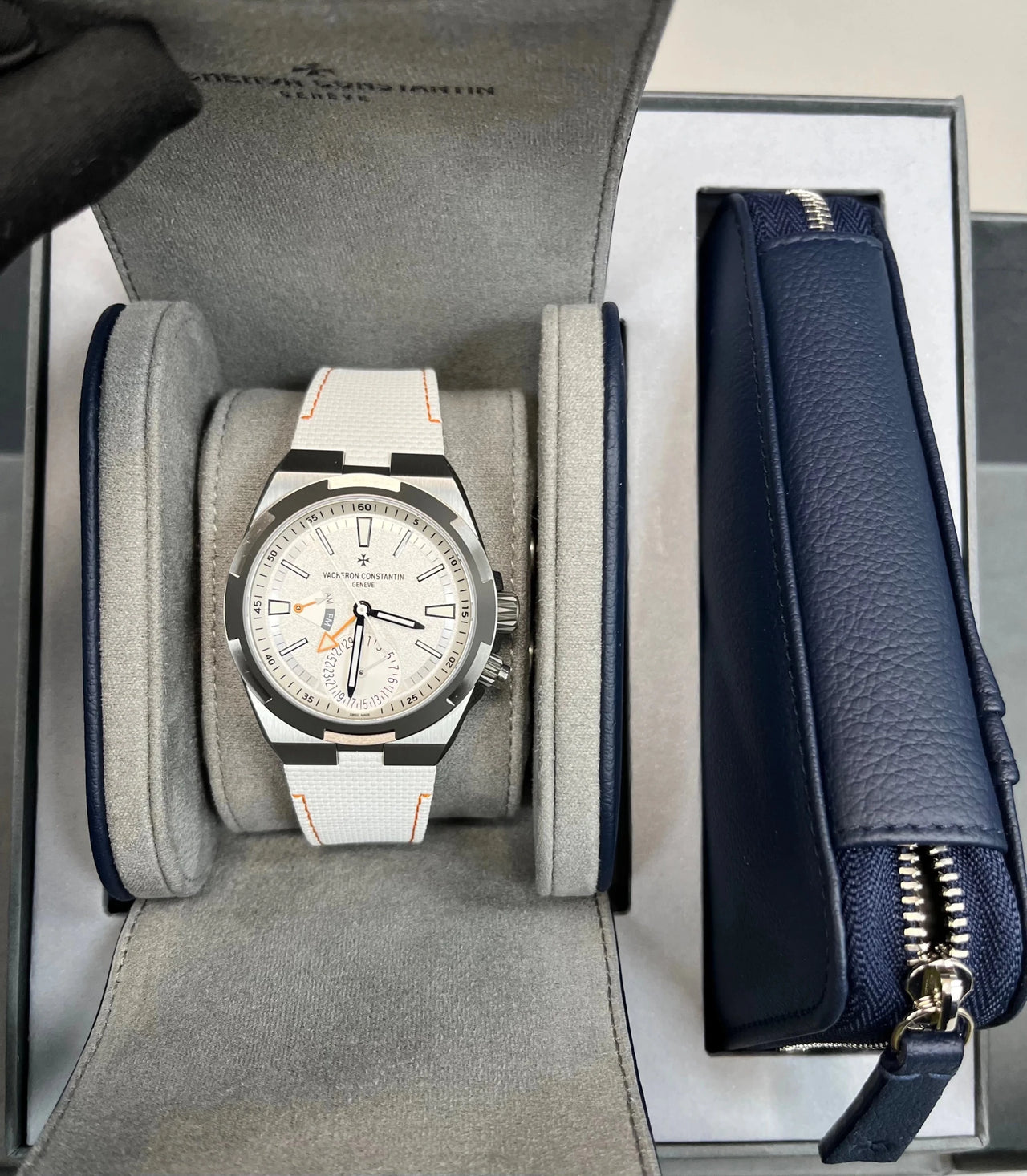Vacheron Constantin Overseas Dual Time Cardinal Points 41mm Titanium White Dial (Ref 7930V/210T - H073) - WatchesOff5thWatch