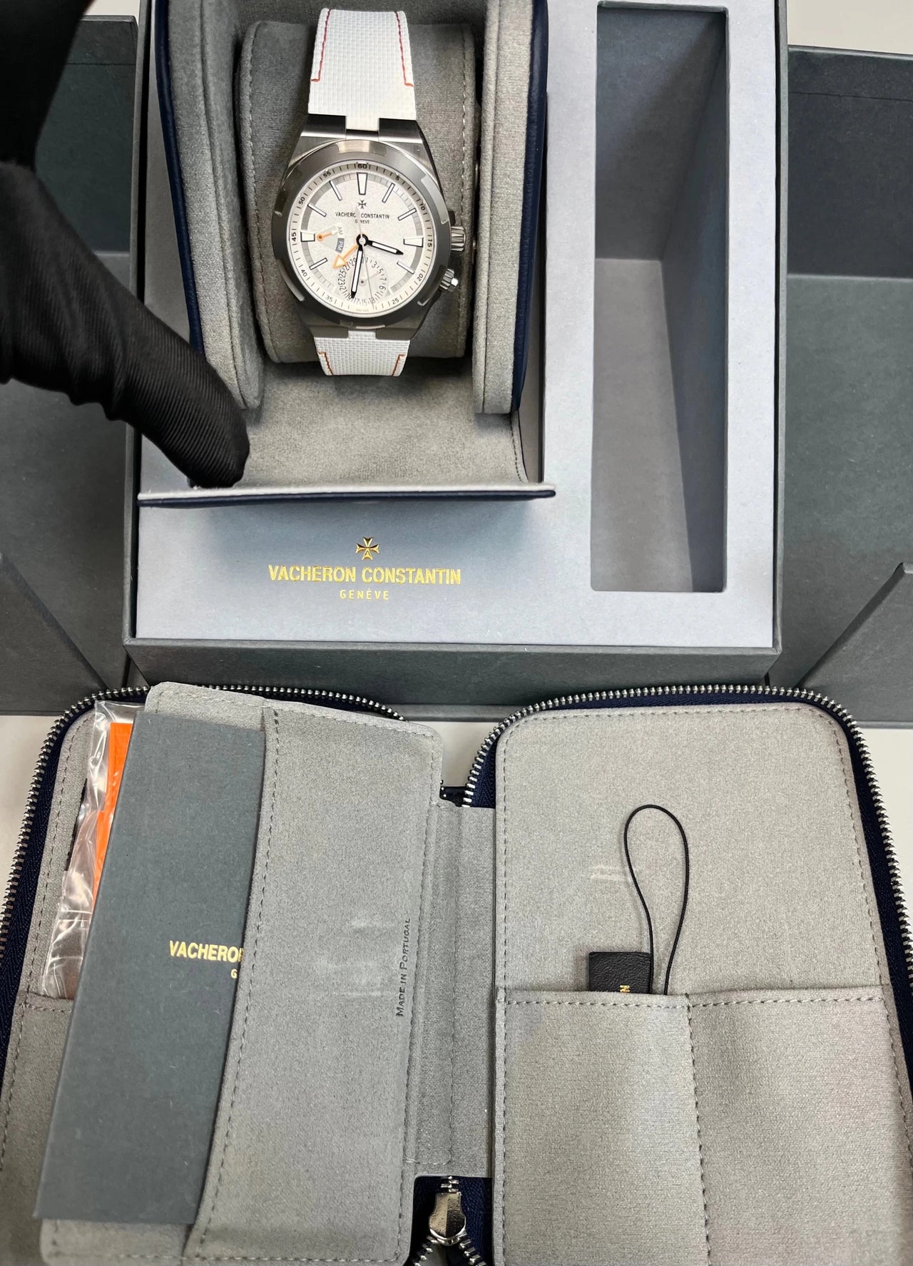 Vacheron Constantin Overseas Dual Time Cardinal Points 41mm Titanium White Dial (Ref 7930V/210T - H073) - WatchesOff5thWatch