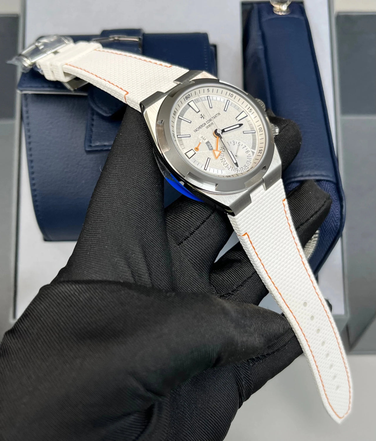 Vacheron Constantin Overseas Dual Time Cardinal Points 41mm Titanium White Dial (Ref 7930V/210T - H073) - WatchesOff5thWatch