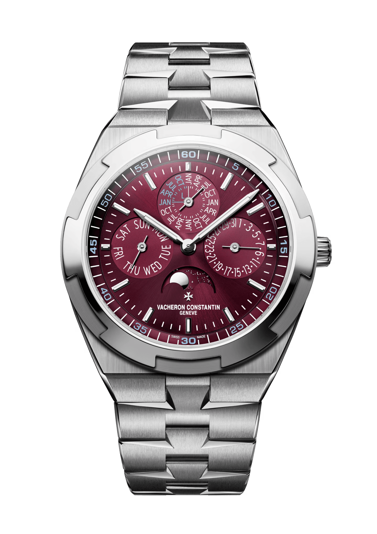 Vacheron Constantin Overseas Perpetual Calendar Ultra-Thin 41.5mm 18K White Gold Burgundy Dial (Ref 4300V/220G-H151) - WatchesOff5thWatch