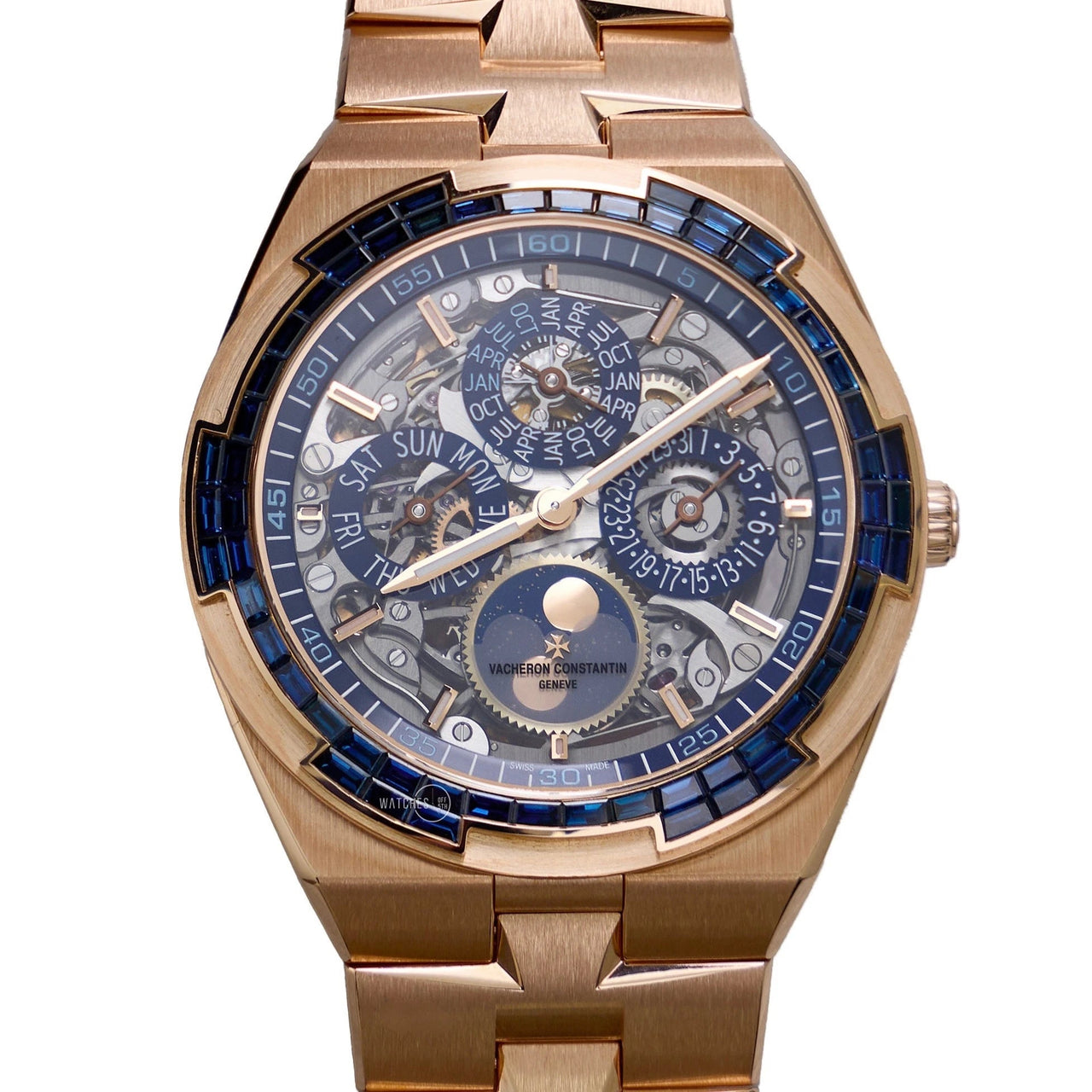 Vacheron Constantin Overseas Perpetual Calendar Ultra - Thin Skeleton 41.5mm 18K Pink Gold Skeleton Dial Sapphire Bezel (Ref 4307V/220R - 237C) - WatchesOff5thWatch