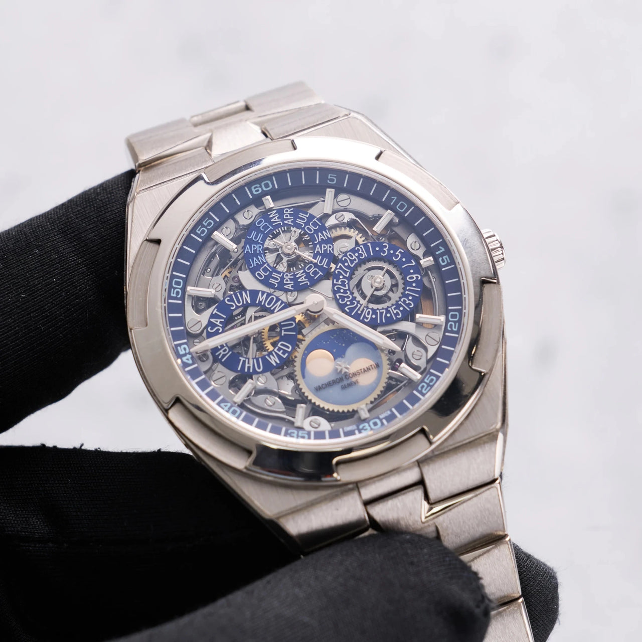 Vacheron Constantin Overseas Perpetual Calendar Ultra-Thin Skeleton 41.5mm 18K White Gold Skeleton Dial (Ref# 4300V/120G-B946) - WatchesOff5thWatch