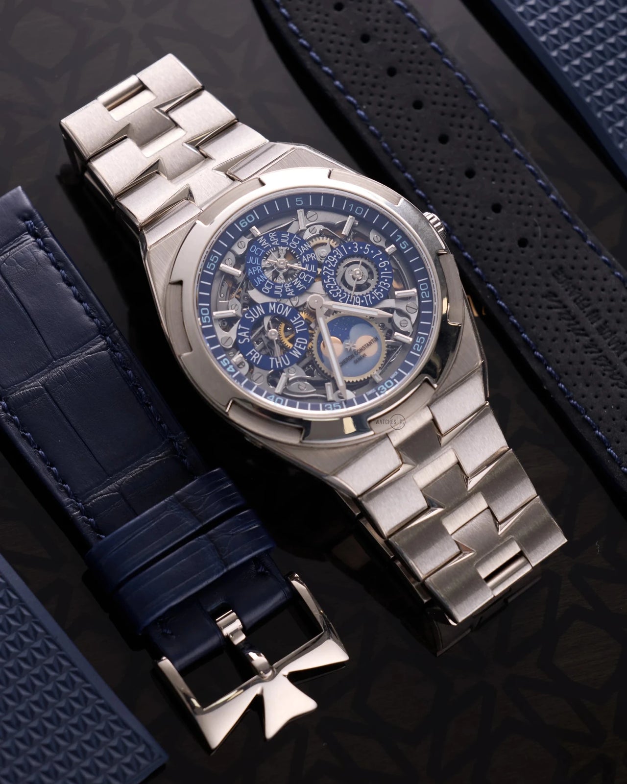 Vacheron Constantin Overseas Perpetual Calendar Ultra-Thin Skeleton 41.5mm 18K White Gold Skeleton Dial (Ref# 4300V/120G-B946) - WatchesOff5thWatch