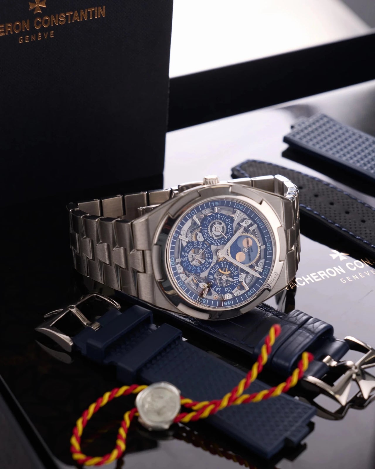 Vacheron Constantin Overseas Perpetual Calendar Ultra-Thin Skeleton 41.5mm 18K White Gold Skeleton Dial (Ref# 4300V/120G-B946) - WatchesOff5thWatch