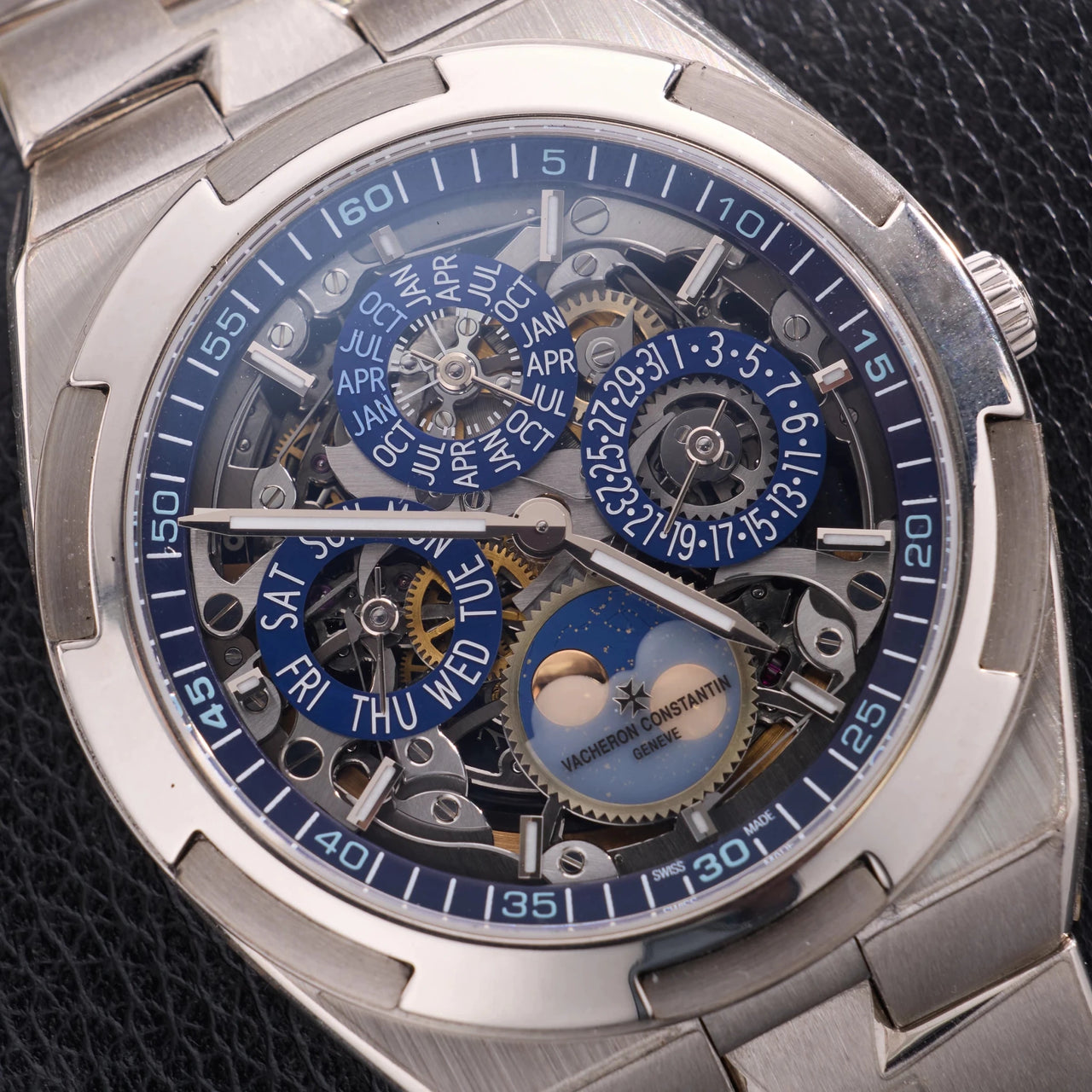 Vacheron Constantin Overseas Perpetual Calendar Ultra-Thin Skeleton 41.5mm 18K White Gold Skeleton Dial (Ref# 4300V/120G-B946) - WatchesOff5thWatch