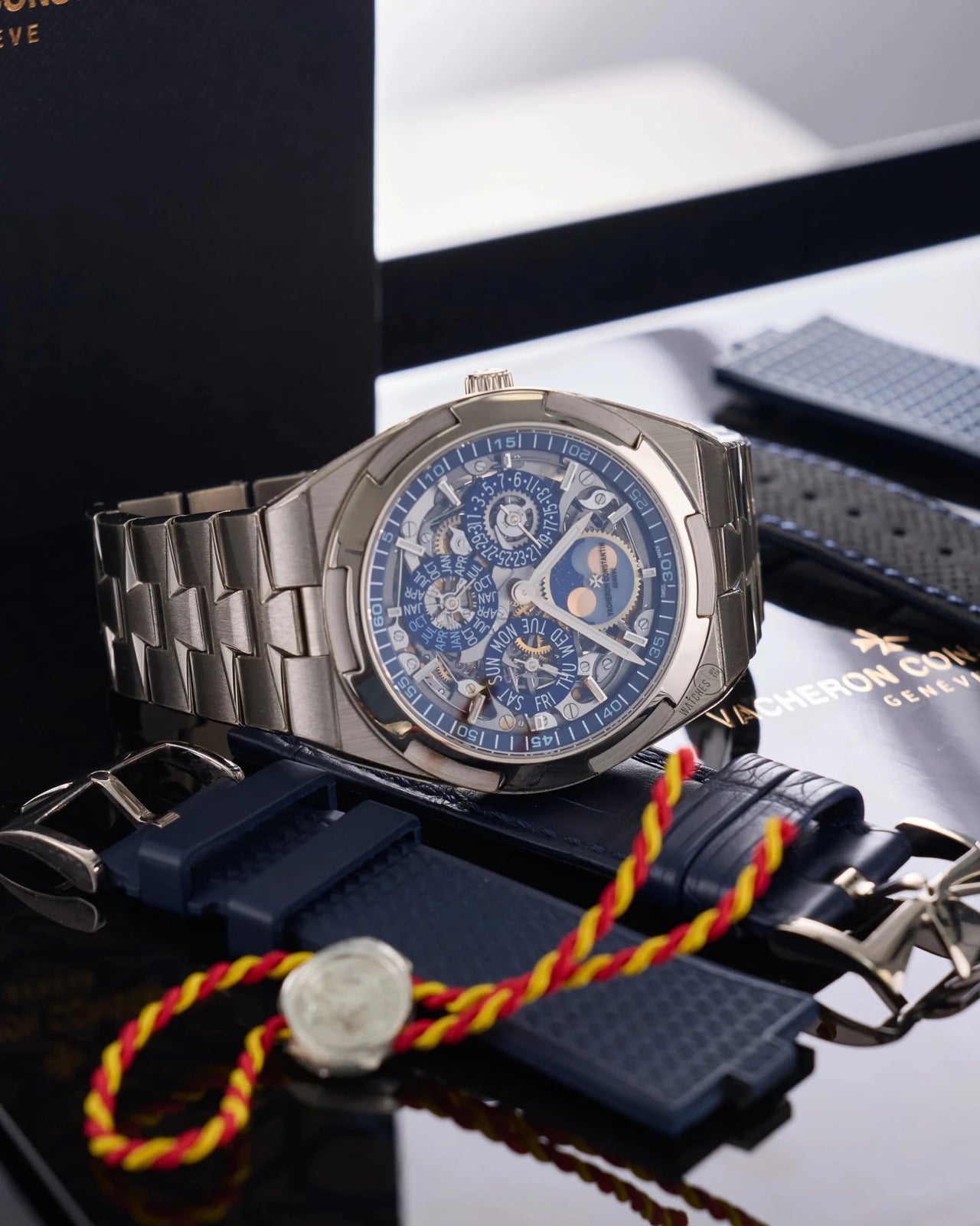 Vacheron Constantin Overseas Perpetual Calendar Ultra-Thin Skeleton 41.5mm 18K White Gold Skeleton Dial (Ref# 4300V/120G-B946) - WatchesOff5thWatch