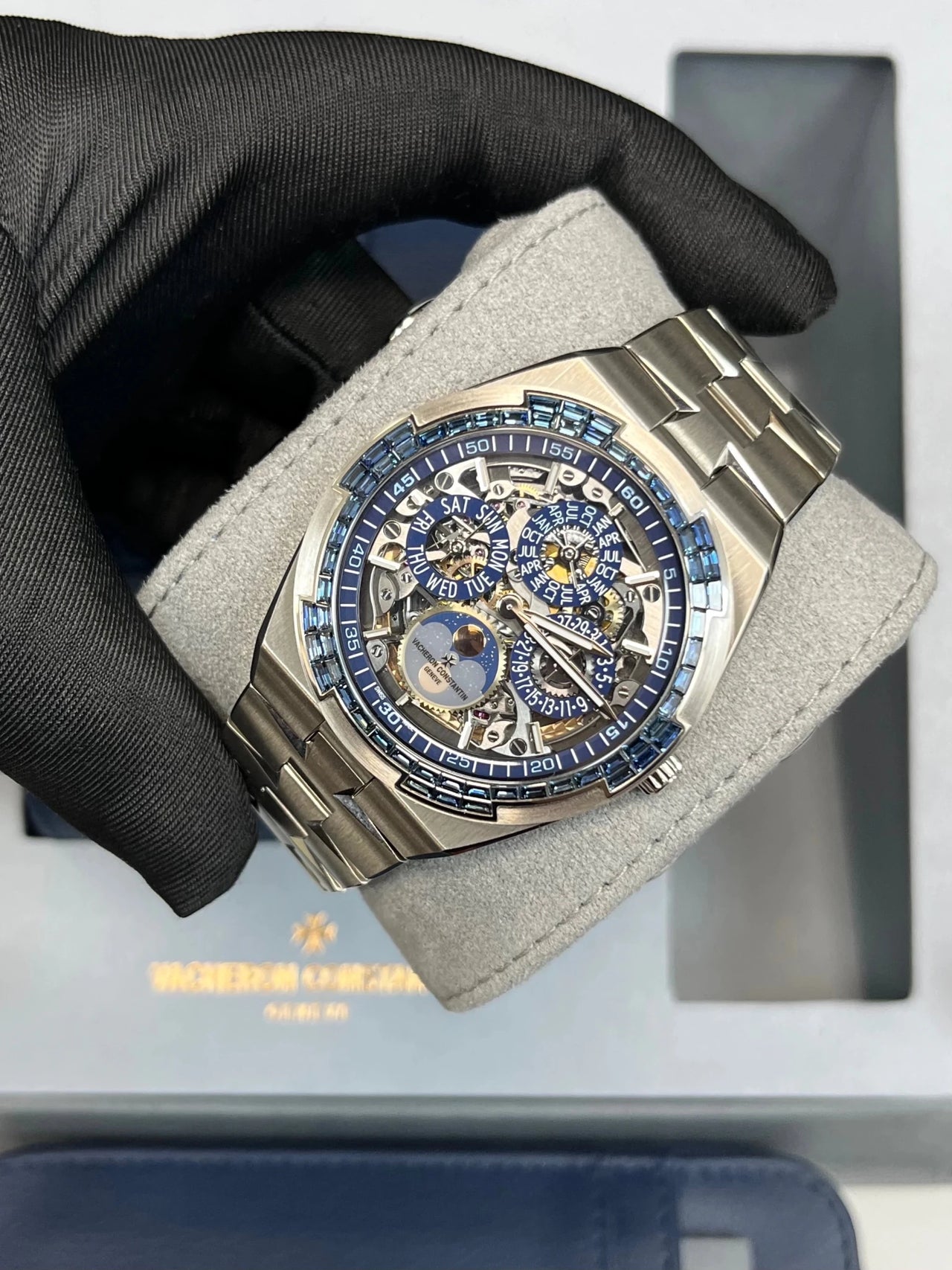 Vacheron Constantin Overseas Perpetual Calendar Ultra - Thin Skeleton 41.5mm 18K White Gold Skeleton Dial Sapphire Bezel (Ref 4307V/220G - 236C) - WatchesOff5thWatch