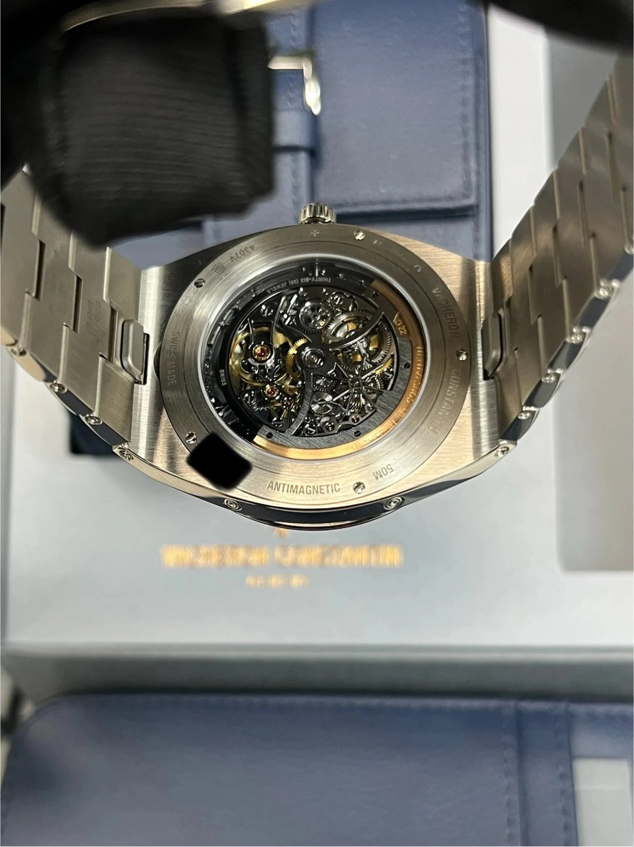 Vacheron Constantin Overseas Perpetual Calendar Ultra - Thin Skeleton 41.5mm 18K White Gold Skeleton Dial Sapphire Bezel (Ref 4307V/220G - 236C) - WatchesOff5thWatch