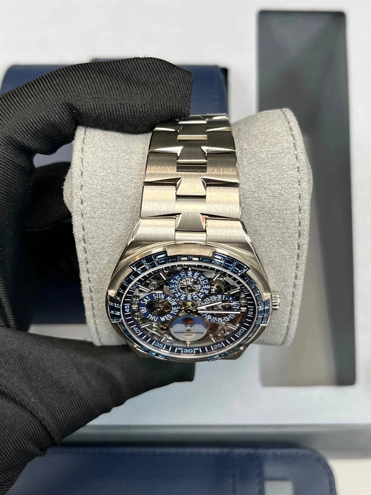 Vacheron Constantin Overseas Perpetual Calendar Ultra - Thin Skeleton 41.5mm 18K White Gold Skeleton Dial Sapphire Bezel (Ref 4307V/220G - 236C) - WatchesOff5thWatch