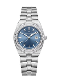 Thumbnail for Vacheron Constantin Overseas Quartz 33mm Stainless Steel Diamond Bezel Blue Dial Ref 1225V/200A-B590