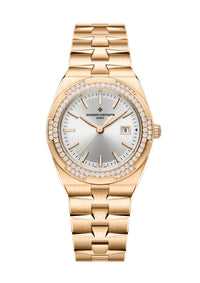 Thumbnail for Vacheron Constantin Overseas Quartz 33mm 18K 5N Pink Gold Diamond Bezel Silver Dial Ref 1225V/200R-H031