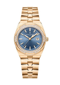Thumbnail for Vacheron Constantin Overseas Quartz 33mm 18K 5N Pink Gold Diamond Bezel Blue Dial (Ref 1225V/200R-H015) - WatchesOff5thWatch