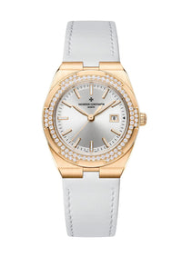 Thumbnail for Vacheron Constantin Overseas Quartz 33mm 18K 5N Pink Gold Diamond Bezel Silver Dial (Ref 1225V/000R-B592) - WatchesOff5thWatch