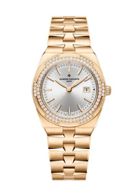 Thumbnail for Vacheron Constantin Overseas Quartz 33mm 18K 5N Pink Gold Diamond Bezel Silver Dial (Ref 1225V/200R-H031) - WatchesOff5thWatch