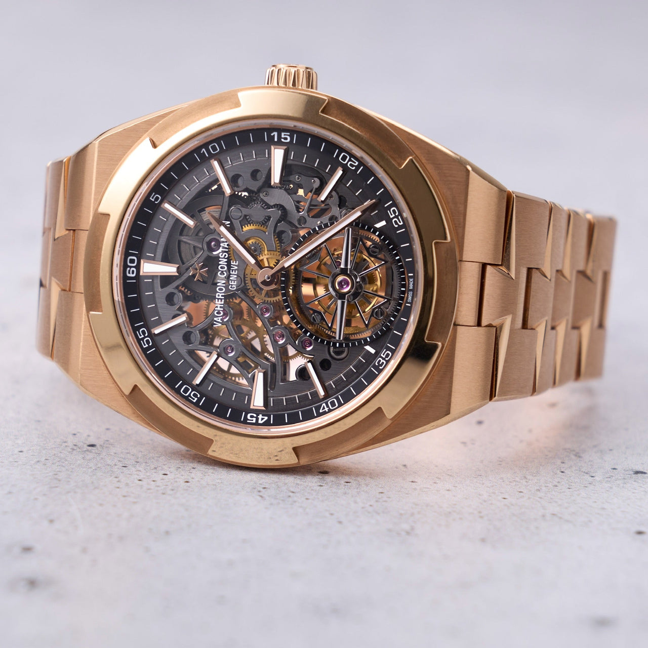 Vacheron Constantin Overseas Tourbillon Skeleton 42.5mm 18K 5N Pink Gold Skeleton Dial (Ref 6000V/210R-B934) - WatchesOff5thWatch