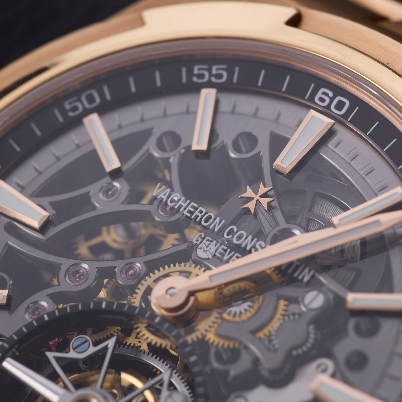 Vacheron Constantin Overseas Tourbillon Skeleton 42.5mm 18K 5N Pink Gold Skeleton Dial (Ref 6000V/210R-B934) - WatchesOff5thWatch