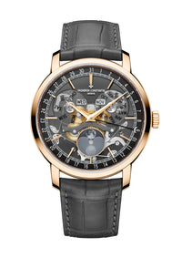 Thumbnail for Vacheron Constantin Traditionnelle Complete Calendar Openface 41mm 18K Pink Gold Slate Grey Openworked Dial Ref 4020T/000R-B654