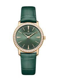 Thumbnail for Vacheron Constantin Traditionnelle Manual-Winding 33mm 18K Pink Gold Green Dial Diamond Bezel (Ref# 1405T/000R-H009) - WatchesOff5thWatch