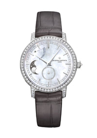 Thumbnail for Vacheron Constantin Traditionnelle Moon Phase 36mm 18K White Gold White Mother of Pearl Dial Diamond Bezel (Ref# 83570/000G-9916) - WatchesOff5thWatch
