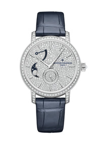 Thumbnail for Vacheron Constantin Traditionnelle Moon Phase 37.5mm 18K White Gold Diamond Paved Dial Diamond Bezel (Ref# 7006T/000G-B913) - WatchesOff5thWatch