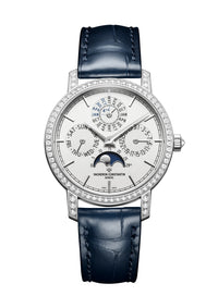 Thumbnail for Vacheron Constantin Traditionnelle Perpetual Calendar Ultra-Thin 36.5mm 18K White Gold Silver Dial Diamond Bezel Ref 4305T/000G-H135