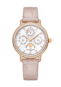 Thumbnail for Vacheron Constantin Traditionnelle Perpetual Calendar Ultra-Thin 36.5mm 18K Pink Gold White Mother of Pearl Dial Diamond Bezel (Ref# 4305T/000R-B947) - WatchesOff5thWatch
