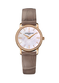 Thumbnail for Vacheron Constantin Traditionnelle Quartz 30mm 18K 5N Pink Gold White Mother of Pearl Dial Diamond Bezel (Ref# 25558/000R-B156) - WatchesOff5thWatch