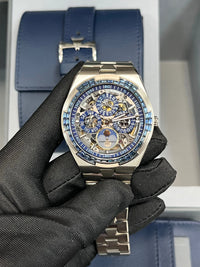 Thumbnail for Vacheron Constantin Overseas Perpetual Calendar Ultra-Thin Skeleton 41.5mm 18K White Gold sapphire bezel Ref 4307V/220G-236C