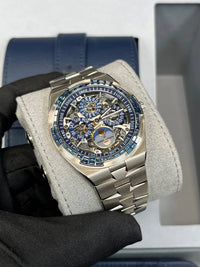 Thumbnail for Vacheron Constantin Overseas Perpetual Calendar Ultra-Thin Skeleton 41.5mm 18K White Gold sapphire bezel Ref 4307V/220G-236C
