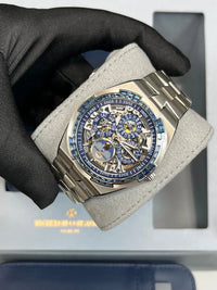 Thumbnail for Vacheron Constantin Overseas Perpetual Calendar Ultra-Thin Skeleton 41.5mm 18K White Gold sapphire bezel Ref 4307V/220G-236C