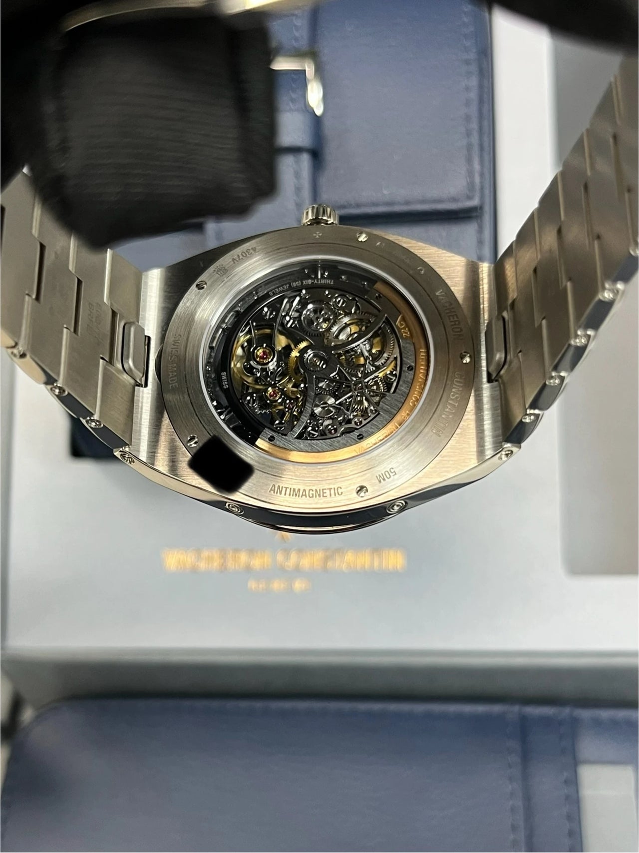 Vacheron Constantin Overseas Perpetual Calendar Ultra-Thin Skeleton 41.5mm 18K White Gold sapphire bezel Ref 4307V/220G-236C