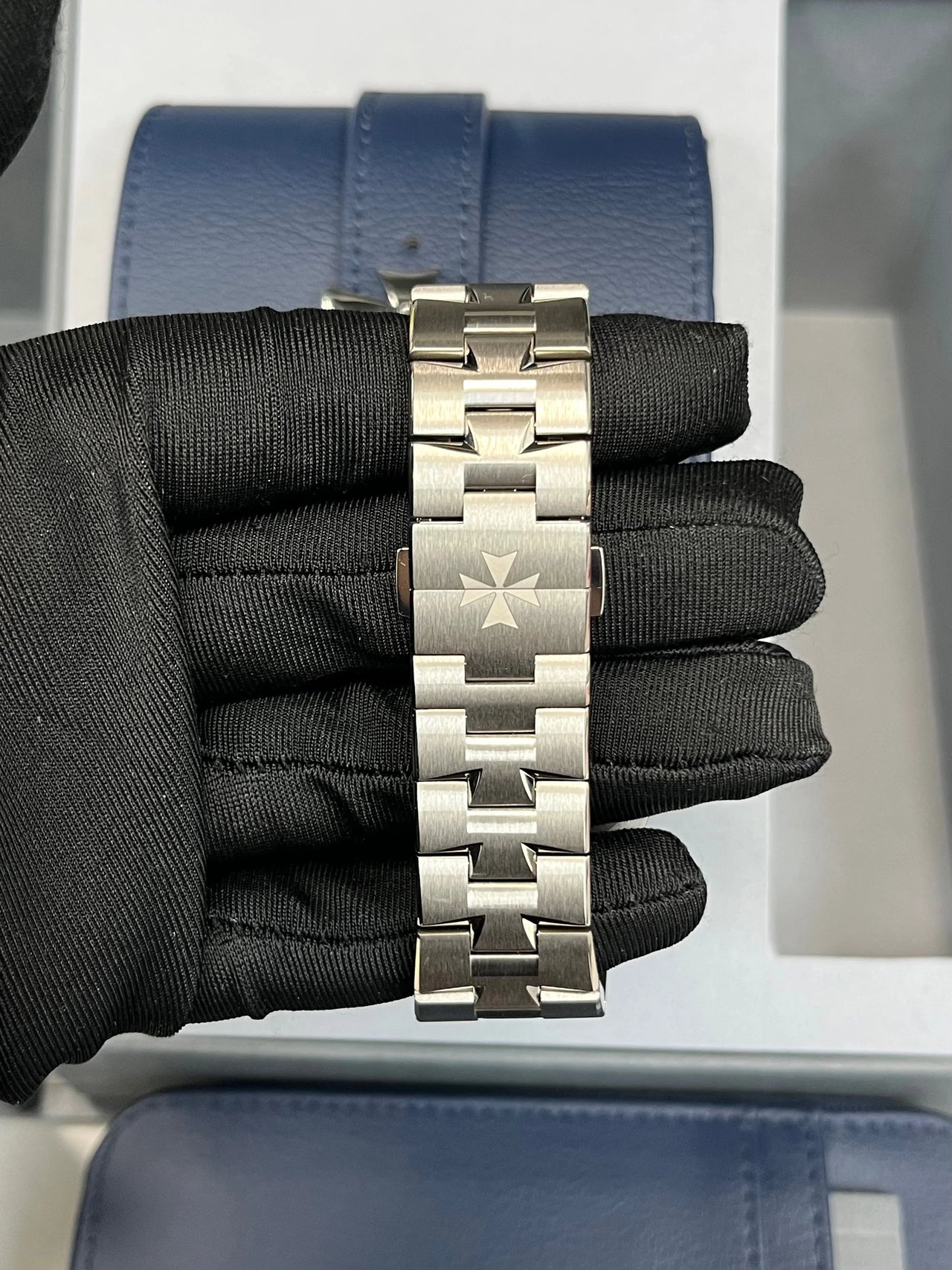 Vacheron Constantin Overseas Perpetual Calendar Ultra-Thin Skeleton 41.5mm 18K White Gold sapphire bezel Ref 4307V/220G-236C