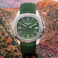 Thumbnail for Aquanaut - White Gold - Khaki Green Embossed Dial