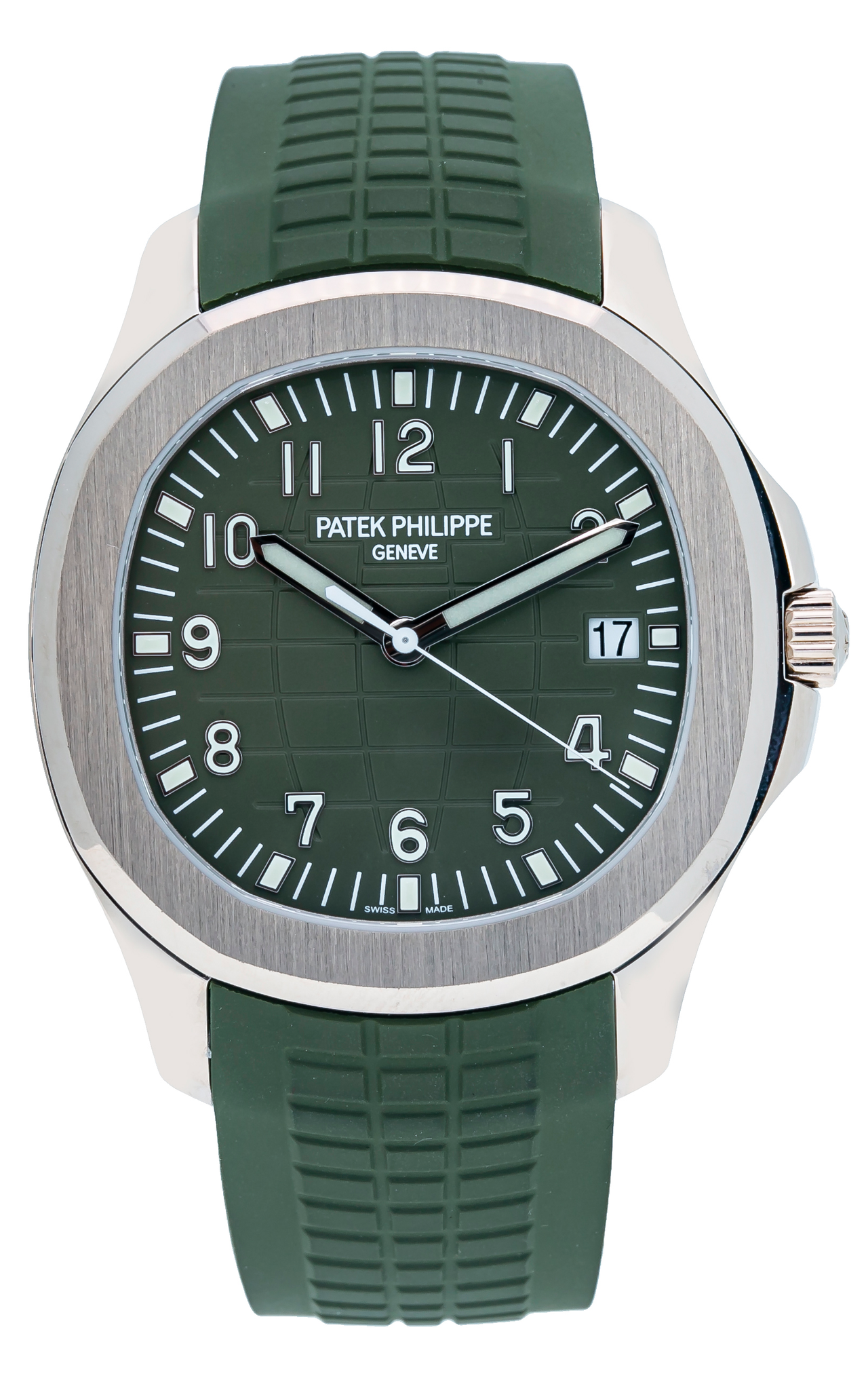 Patek Philippe Aquanaut White Gold Khaki Green Embossed Dial Ref 5168G 010