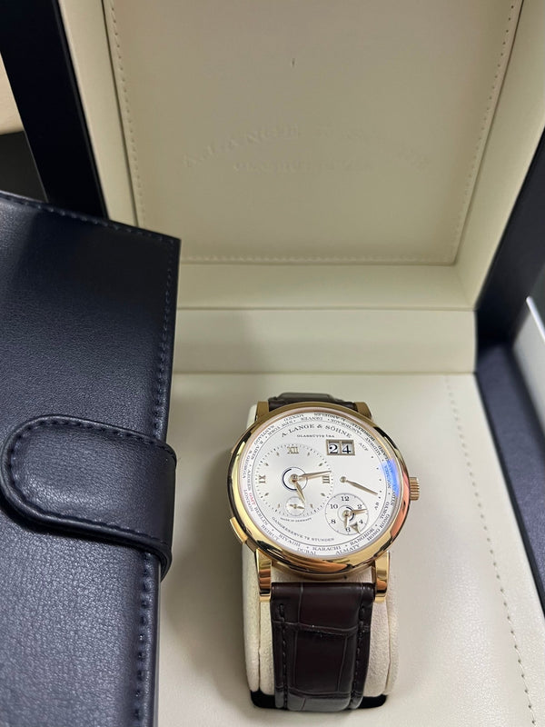 A. Lange & Söhne Lange 1 Time Zone in 18-carat pink gold Reference 136.032 - WatchesOff5th