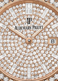 Thumbnail for Audemars Piguet Royal Oak 33mm Quartz Rose Gold - Pave Diamond Dial, Case, Bezel and Bracelet (Ref# 67652OR.ZZ.1265OR.01) - WatchesOff5thWatch