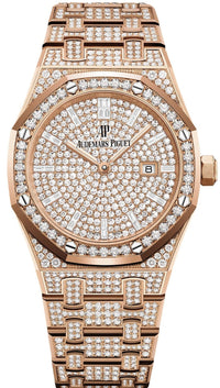 Thumbnail for Audemars Piguet Royal Oak 33mm Quartz Rose Gold - Pave Diamond Dial, Case, Bezel and Bracelet (Ref# 67652OR.ZZ.1265OR.01) - WatchesOff5thWatch