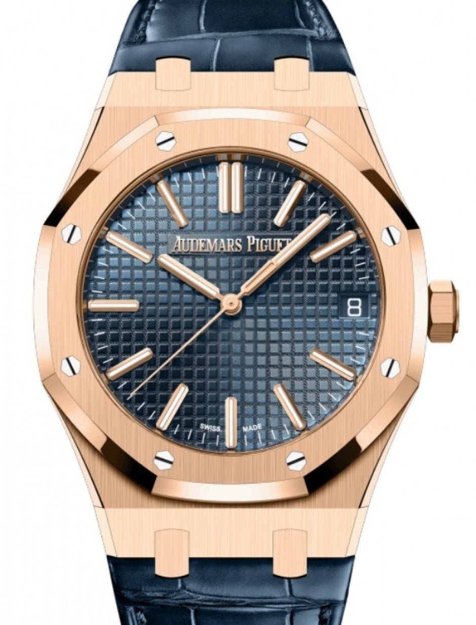 Audemars Piguet Royal Oak 41mm 18k Rose Gold Blue Dial Ref. 15510OR.OO.D315CR.02 - WatchesOff5th