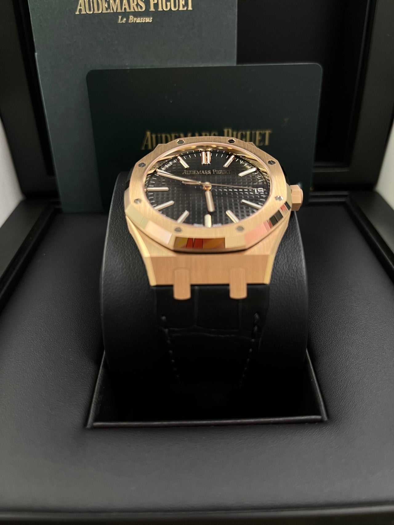 Audemars Piguet Royal Oak 41mm Rose Gold Black Dial 15510OR.OO.D002CR.02 - WatchesOff5thWatch