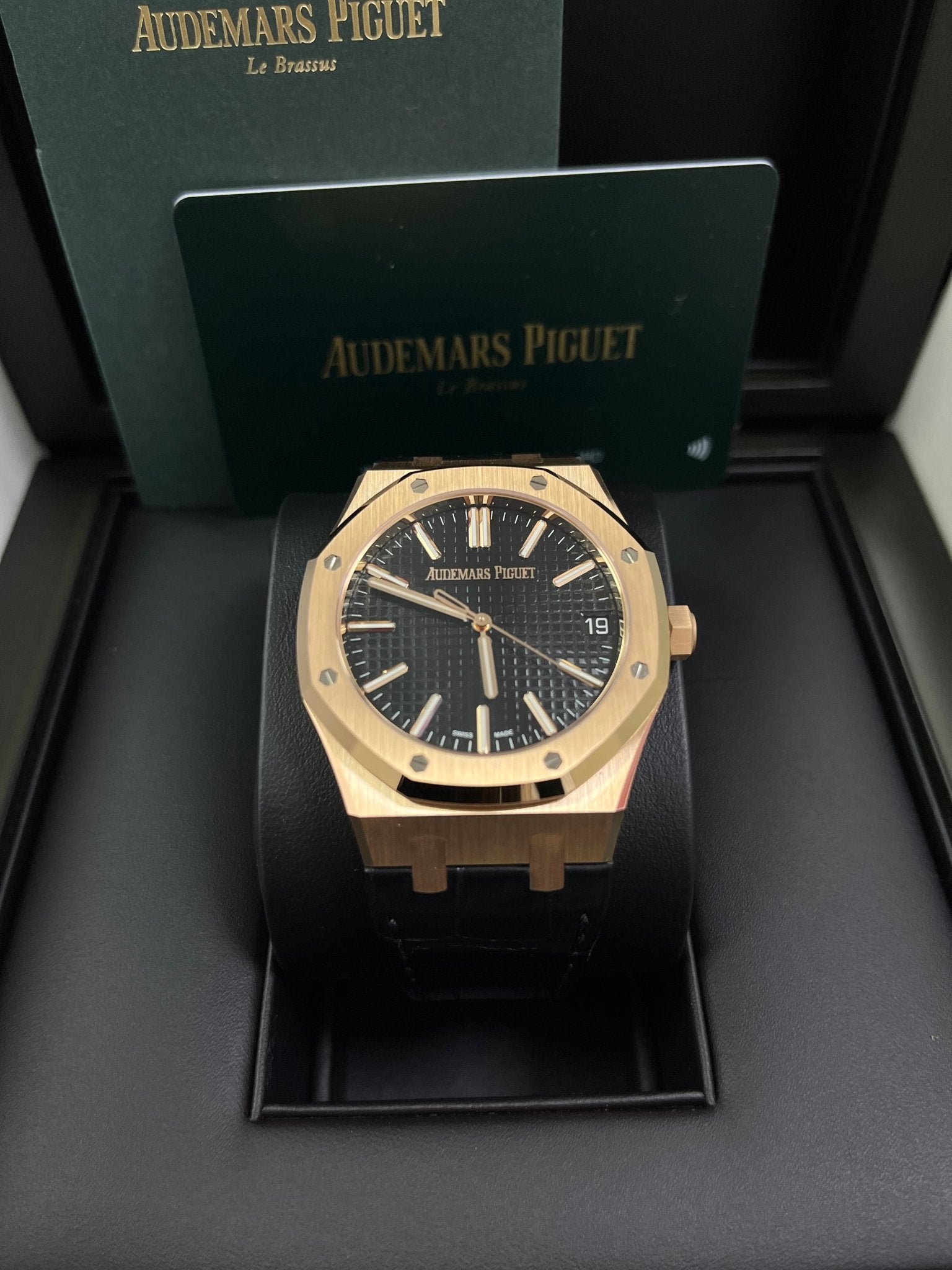 Audemars Piguet Royal Oak 41mm Rose Gold Black Dial 15510OR.OO.D002CR ...