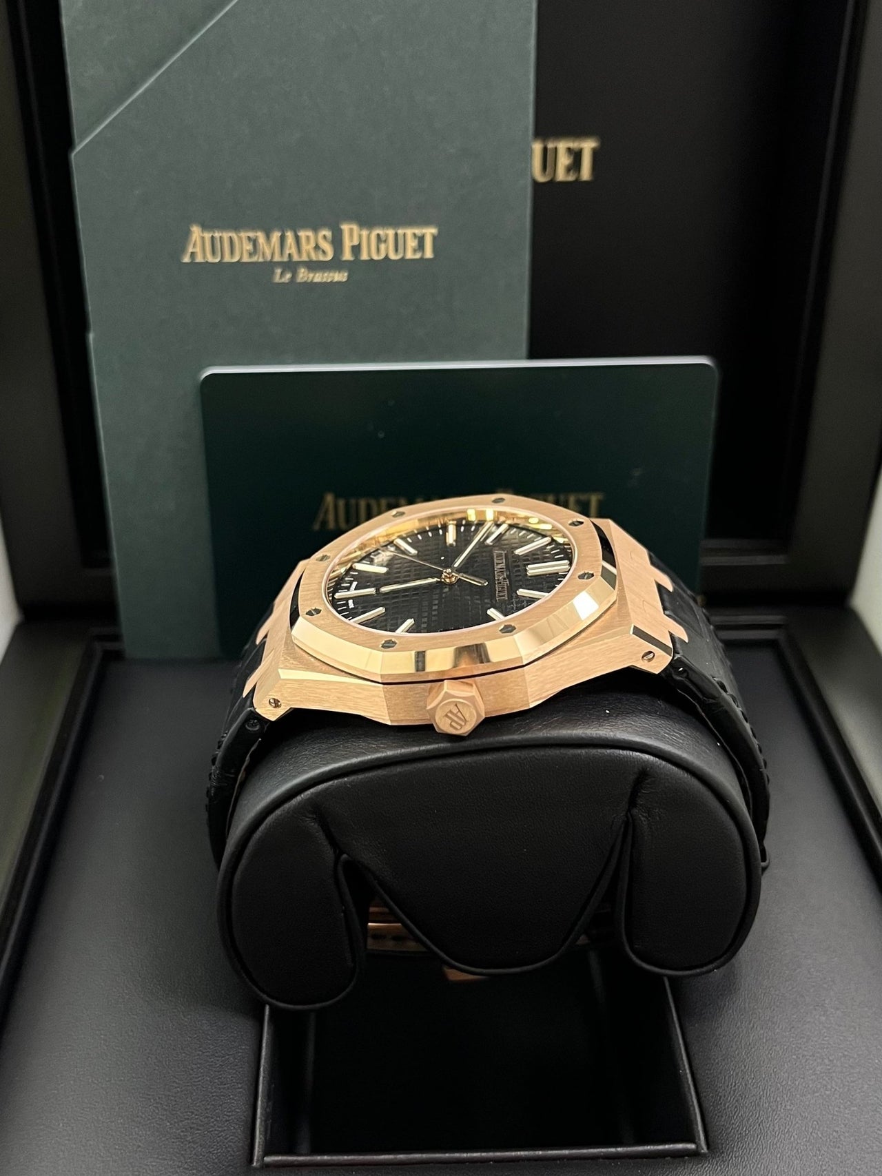 Audemars Piguet Royal Oak 41mm Rose Gold Black Dial 15510OR.OO.D002CR.02 - WatchesOff5thWatch