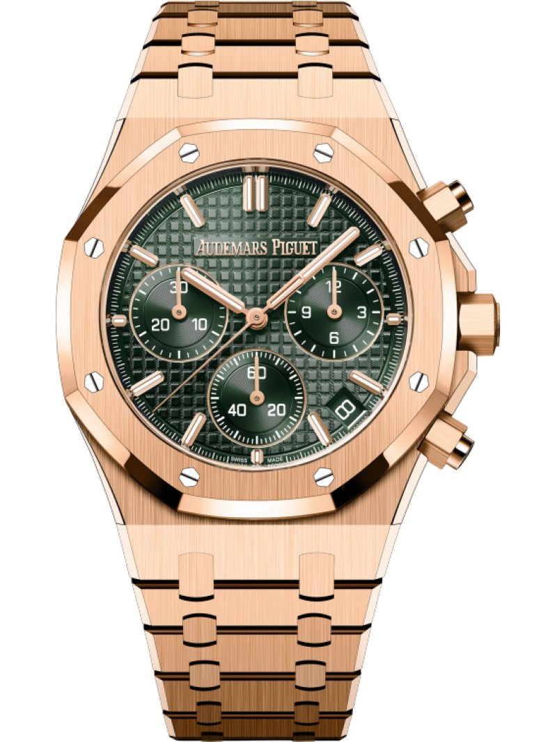 Audemars Piguet Royal Oak Chronograph 41mm Rose Gold Green Dial 26240or.oo.1320or.08 - WatchesOff5thWatch