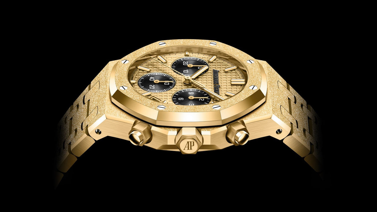 Audemars Piguet Royal Oak Chronograph Frosted Yellow Gold Black Subdials Reference # 26240BA.GG.1324BA.01 - WatchesOff5thWatch