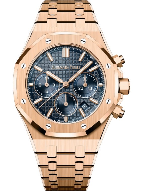 Audemars Piguet Royal Oak Chronograph Selfwinding Chronograph Blue Dial Rose gold 38mm Reference # 26715OR.OO.1356OR.01 - WatchesOff5thWatch
